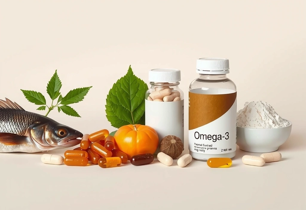 Compléments alimentaires et pilules sur fond harmonieux