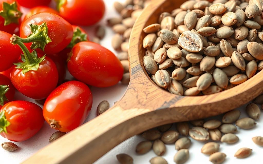 Un gros plan sur des baies de goji et des graines de chia, soulignant leur richesse en antioxydants.