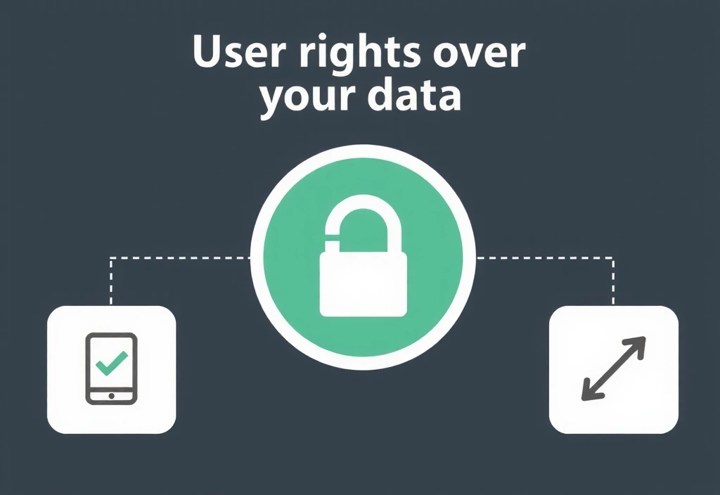 Illustration des droits de l'utilisateur sur ses données, avec des icônes représentant l'accès, la modification et la suppression.